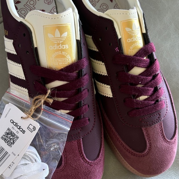 adidas Samba Maroon and White Women's Shoes - Picture 3 of 8